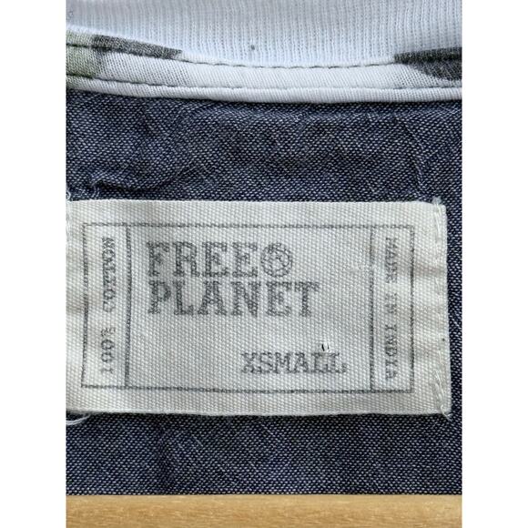 FREE PLANET white green pineapple palm tree print tropical cotton tshirt top - Picture 3 of 5